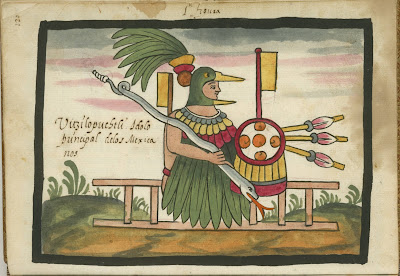 figura Uitzilopuchtli, idolo principal de los Mexicanos.
