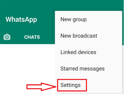 Open Whatsapp settings on Android Phone