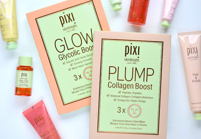 Pixi Glow Glycolic and Plump Collagen Boost Sheet Masks