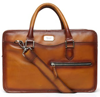 TAN CLASSIC FULL GRAIN LEATHER LAPTOP BRIEFCASE BY BRUNE