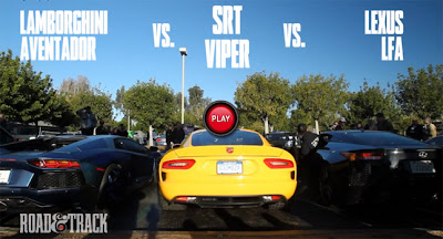 SRT Viper vs Lamborghini Aventador vs Lexus LFA
