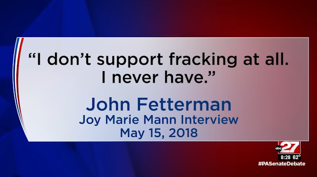 John Fetterman does not support fracking Pennsylvania senate debate
