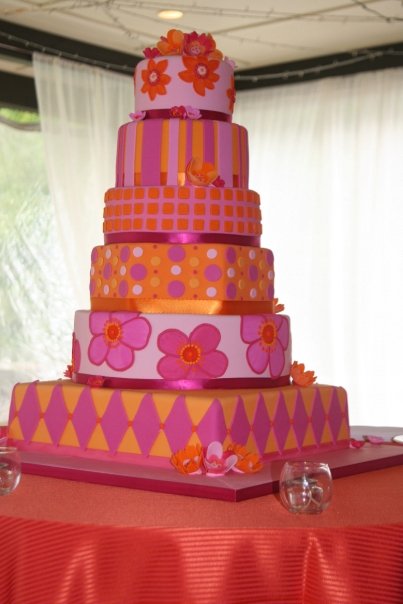  for this week is a pink and orange themed wedding cake