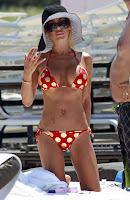 Shauna Sand Stuffed Into A Little Polka Dot Bikini At The Beach