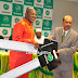 Stephen Keshi receives his Range Rover and Toyota Camry from Glo