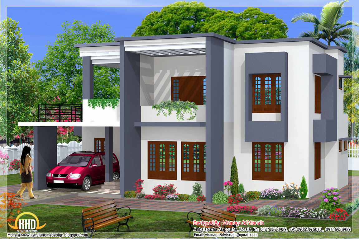  Simple  4 bedroom flat roof  house  design  2329 Sq Ft 