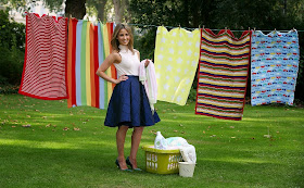 Rachel Stevens with baby blankets Dettol campaign 