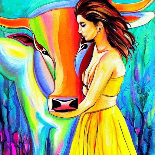 ART GALLERY - Art Drawing of a Girl and Bull Wallpaper HD