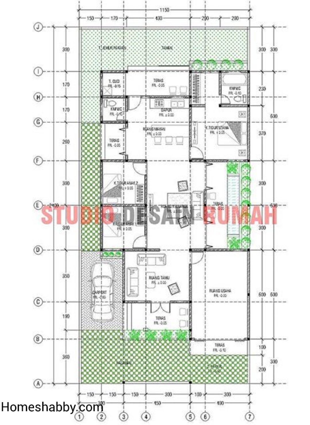 Desain Dan Denah Rumah Plus Toko Ukuran 12 X 24 M Terdapat 3 Kamar Tidur Dengan Interior Lebih Modern Homeshabbycom Design Home Plans