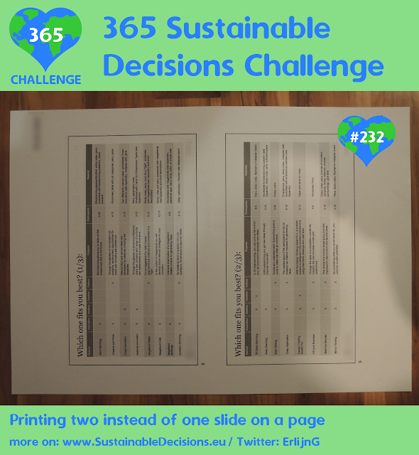 Printing two instead of one slide on a page sustainability sustainable living climate action