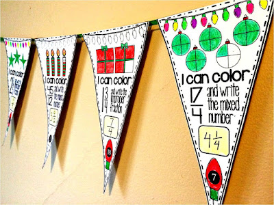 mixed number improper fraction math pennants