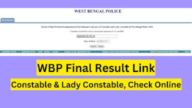 WBP Constable Final Result OUT: Download Marks PDF Here