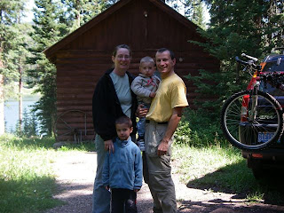 In front of our cabin for the weekend