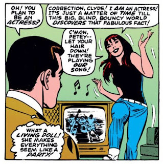 Amazing Spider-Man #43, John Romita, as Peter Parker watches, Mary Jane dances with the TV on in the background, they are playing our song