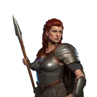 Boudica, the warrior queen of the Iceni, with a spear in her hand.