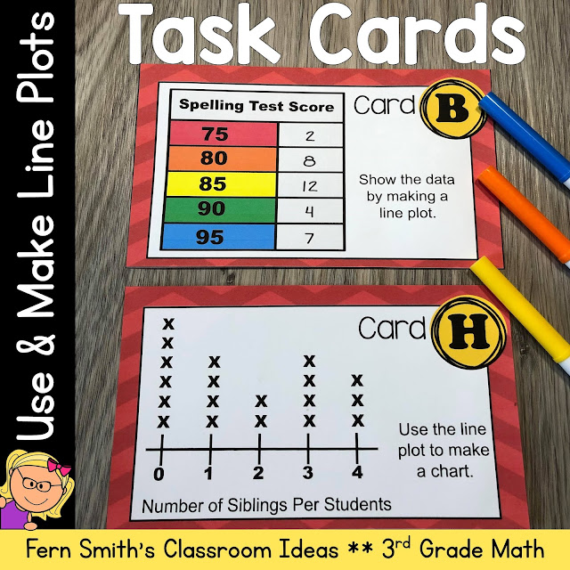 Click Here to Download This Third Grade Math Use and Make Line Plots Task Cards Resource For Your 3rd Grade Math Center Today!