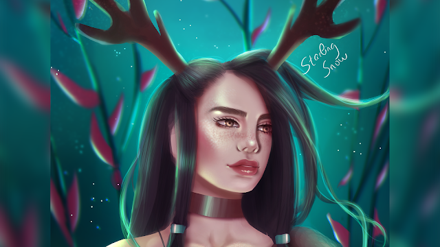 Deer Girl - Digital Painting Art