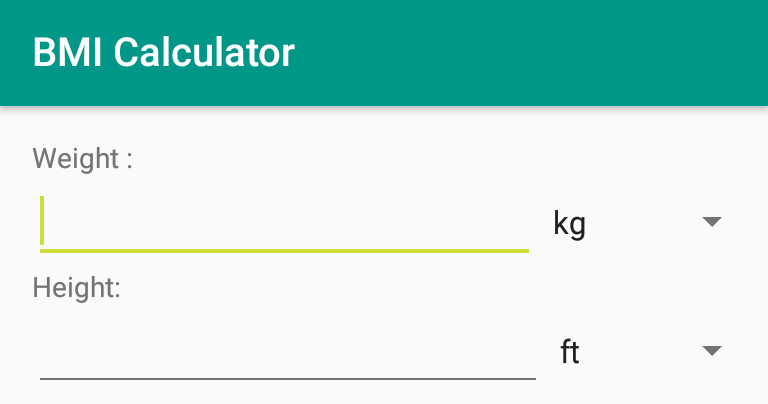 BMI calculator android app