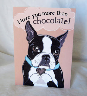 I Love You More Than Chocolate (Boston Terrier image) Greeting Card