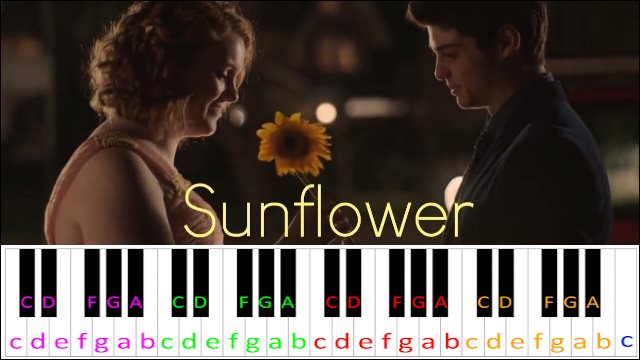 Sunflower (Sierra Burgess Is A Loser) Piano / Keyboard Easy Letter Notes for Beginners