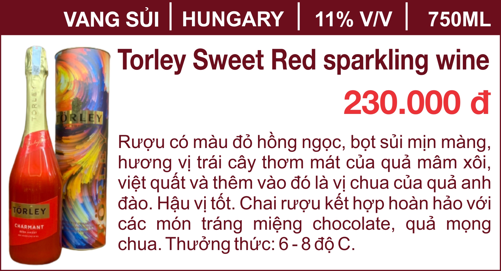 Torley Sweet Red sparkling wine