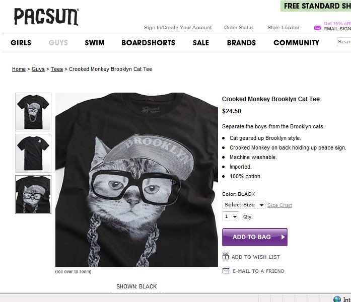 Cat In Sun. being sold at Pac Sun.