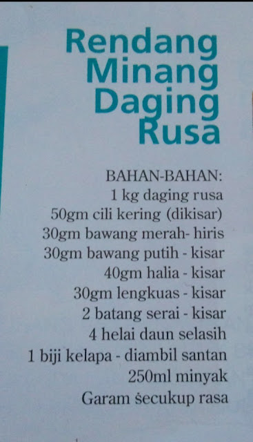 Koleksi Resepililymaria: RENDANG MINANG DAGING RUSA