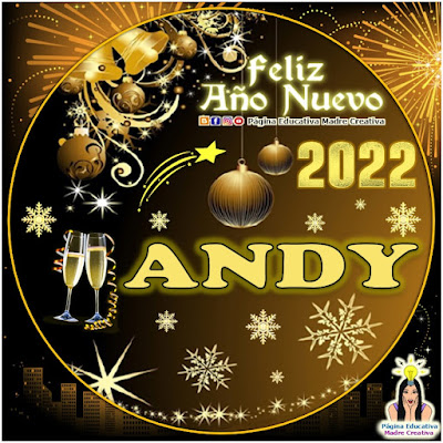 Nombre ANDY por Año Nuevo 2022 - Cartelito hombre