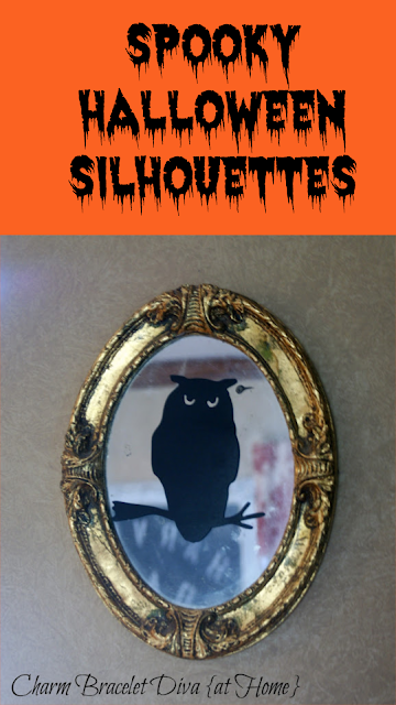 spooky Halloween silhouettes owl vintage gold mirror