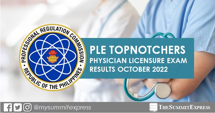 PLE RESULT: October 2022 Physician board exam top 10 passers
