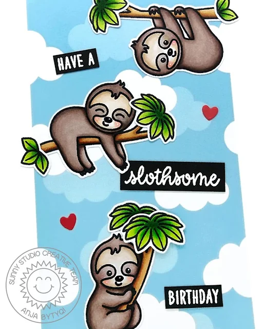 Sunny Studio Stamps: Silly Sloths Punny Sloth Themed Birthday Cards by Vanessa Menhorn and Anja Bytyqi