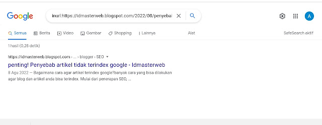 Cara cek blog sudah terindex google atau belum