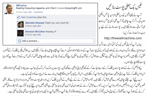 Create Facebook Fake Post in Urdu.