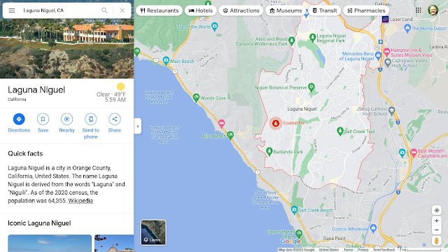 Map of Wildfire in Orange County CA