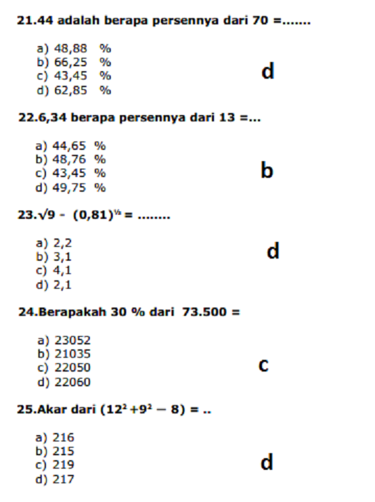 Contoh Soal Dan Balasan Latihan Psikotes – Tes Aritmatika - Dunia Edukasi