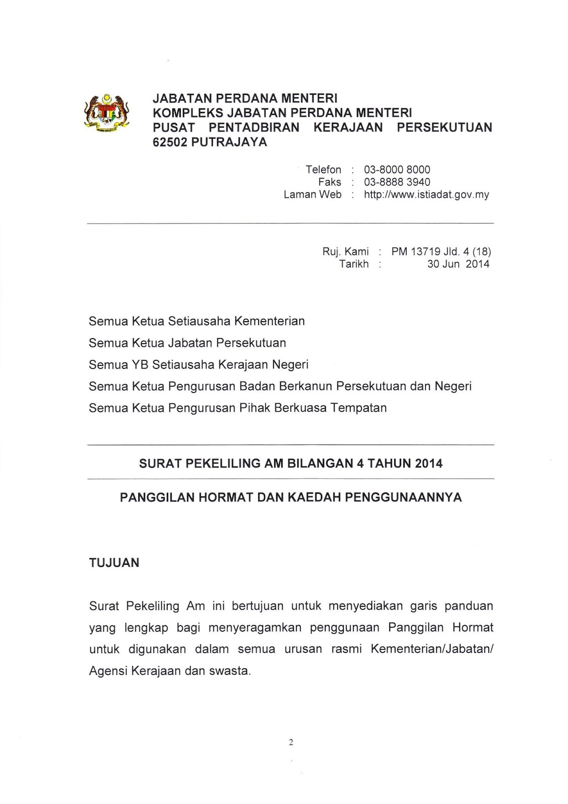 Contoh Surat Kunjungan Hormat Kepada Menteri Malaysia