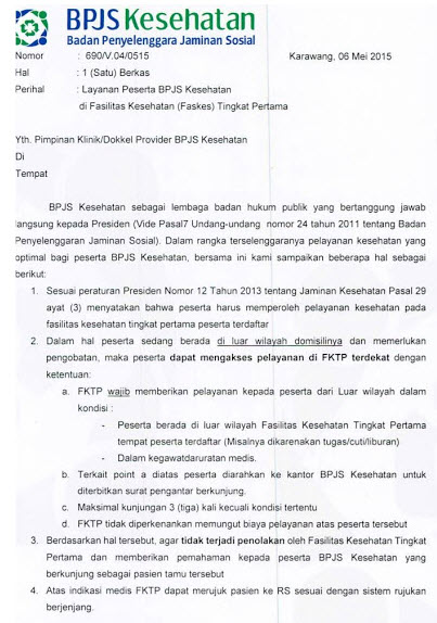surat edaran bpjs ke seluruh faskes tk1 di seluruh indonesia