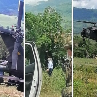 A tiros fue atacado el helicóptero donde viajaba presidente de Colombia y ministros de defensa. 
