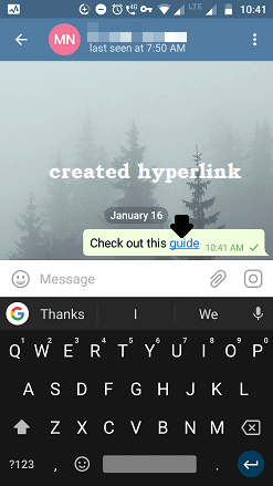 created hyperlink