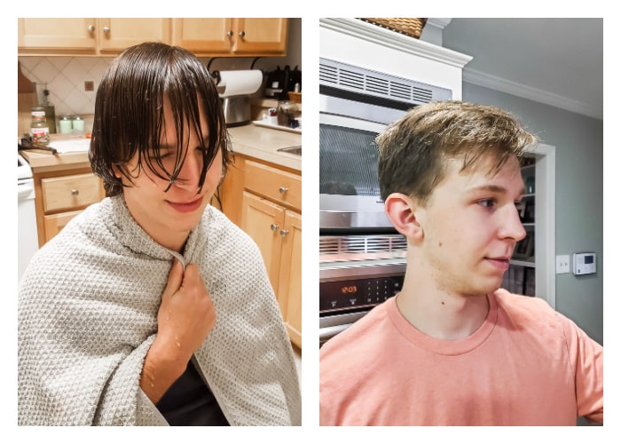 boys at home haircut before and after