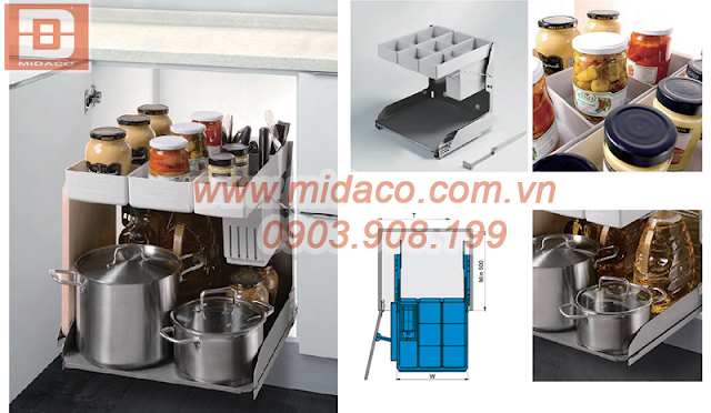 Kệ gia vị inox bản 304 cao cấp tại cửa hàng phụ kiện bếp Midaco