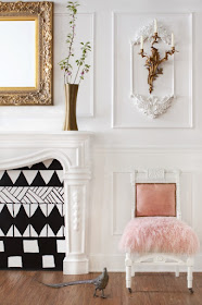 Interiors Decor - Parisian Inspired Office - style me pretty -moldings - sconces 
