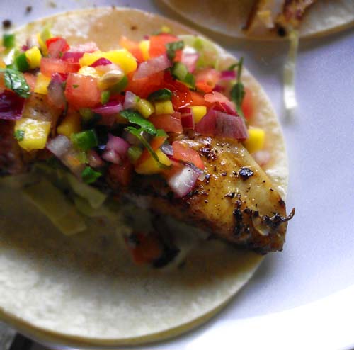 Hot Tilapia Fish Tacos with Mango Habanero Salsa