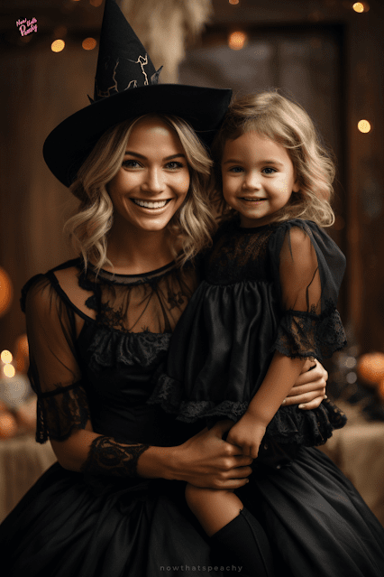 mother daughter Halloween party witch costume evening dress mom mum adult dressup cosplay idea