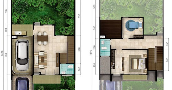 LINGKAR WARNA Denah rumah minimalis ukuran 9x16 meter 2 