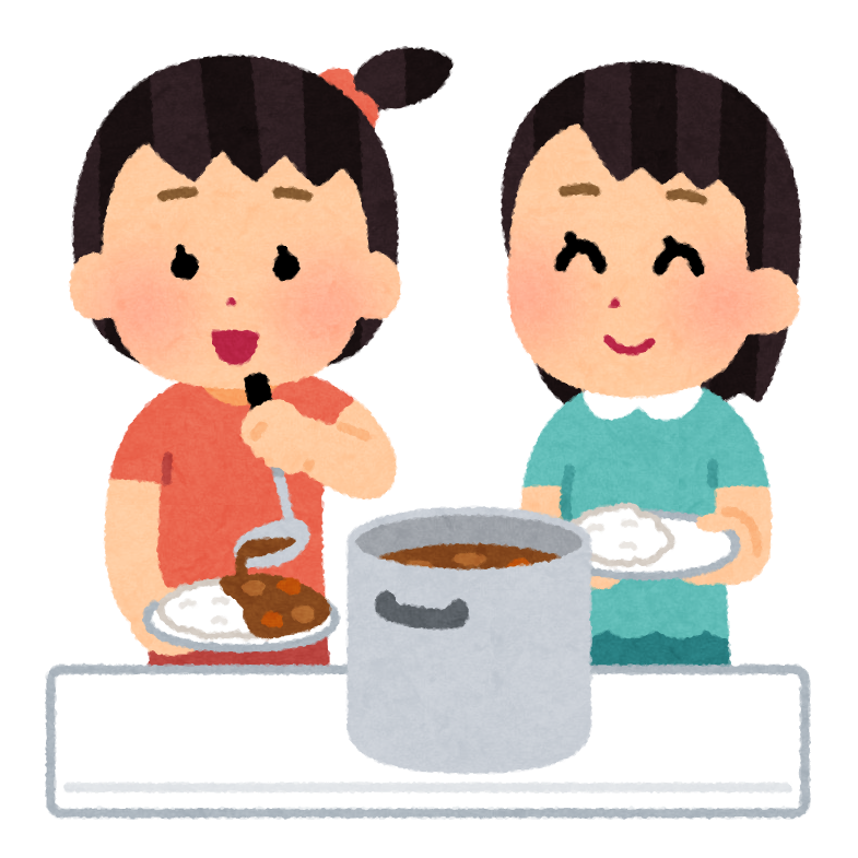 カレーを注ぐ女の子のイラスト 合宿 かわいいフリー素材集 いらすとや