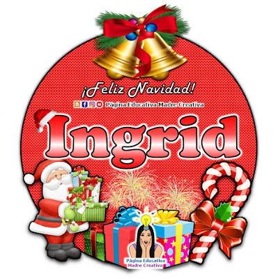 Nombre Ingrid - Cartelito por Navidad