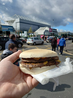 Double Cheeseburger outside Cardiff City Stadium