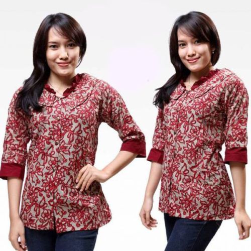 10 Model Baju  Batik  Kantor  Wanita Kombinasi  Eksotis 