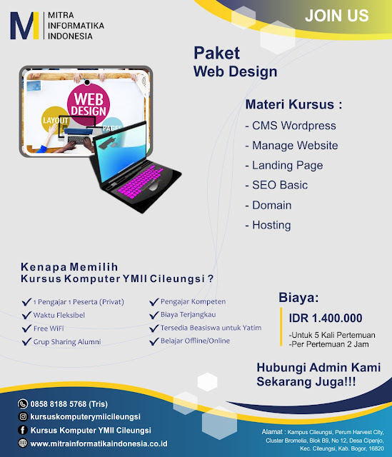 paket kursus web desain di rumah belajar sutrisno sukarno pati dan cileungsi bogor